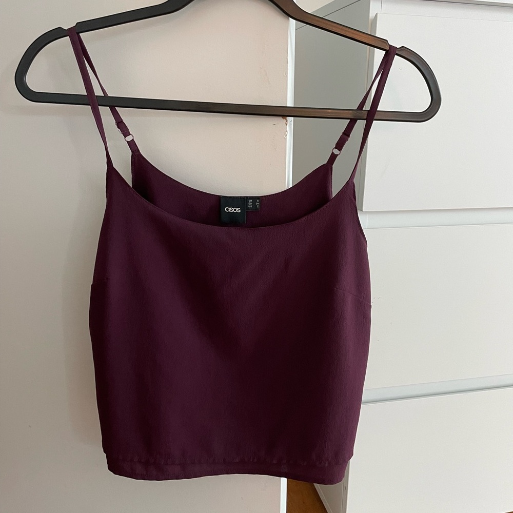 ASOS Red Sleeveless Fitted Crop Camisole
